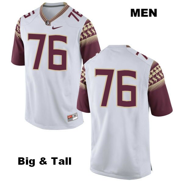 Men's NCAA Nike Florida State Seminoles #76 Rick Leonard College Big & Tall No Name White Stitched Authentic Football Jersey UKB4469BI